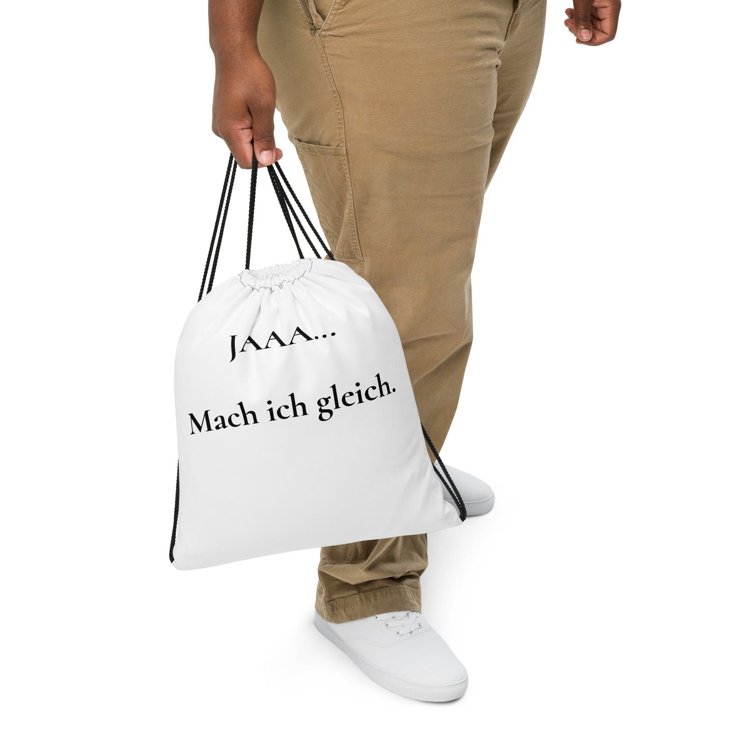 Kordelzug-Beutel mit Aufschrift "Jaaa... mach ich gleich."