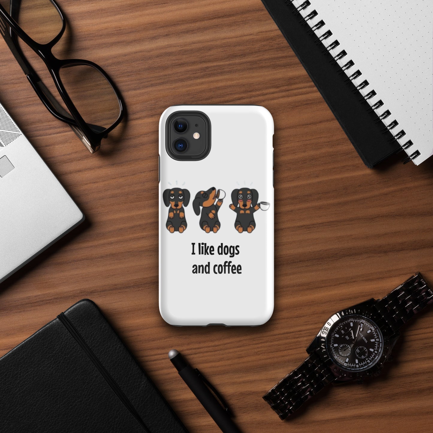 Tough Case for iPhone® "I like dogs and coffee"