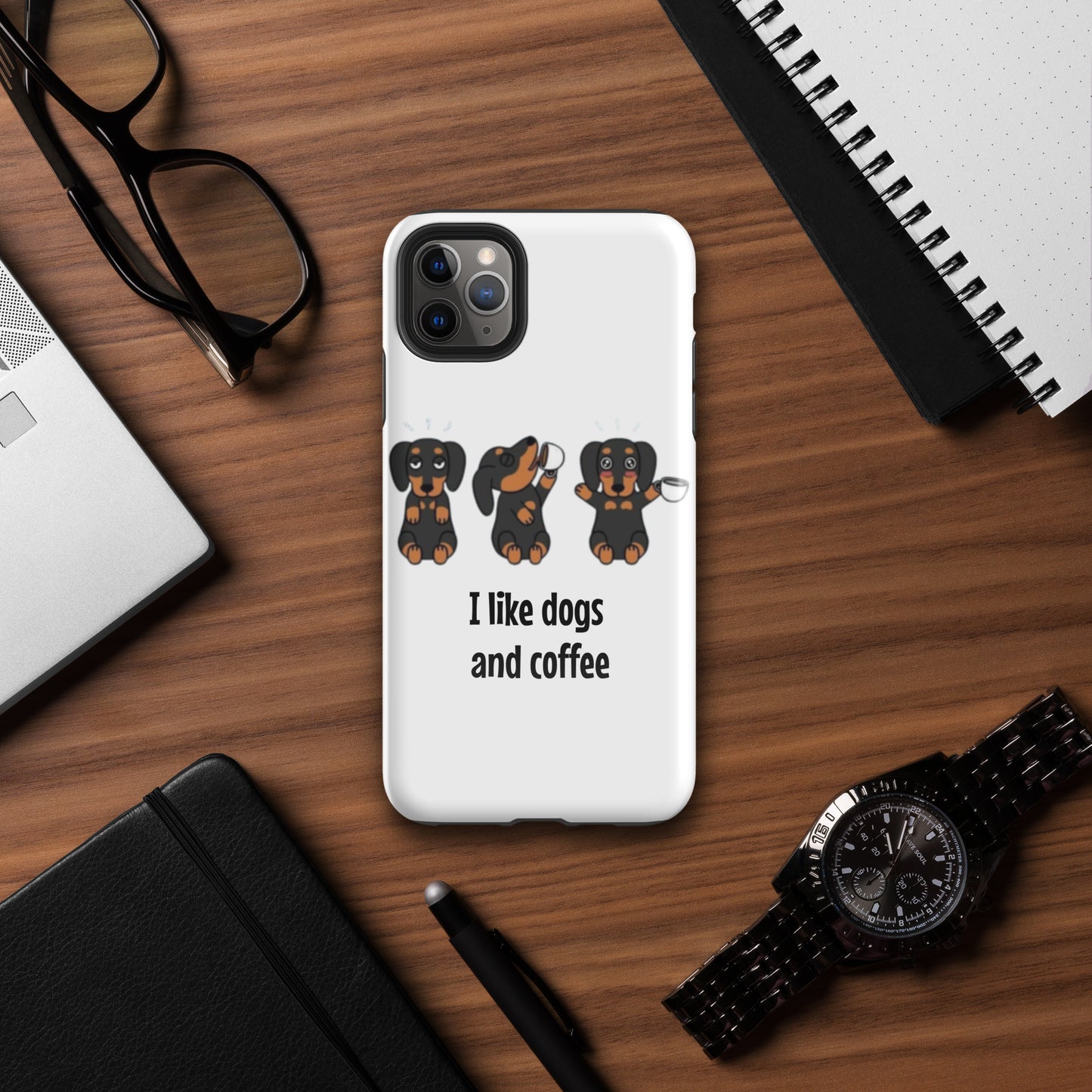Tough Case for iPhone® "I like dogs and coffee"