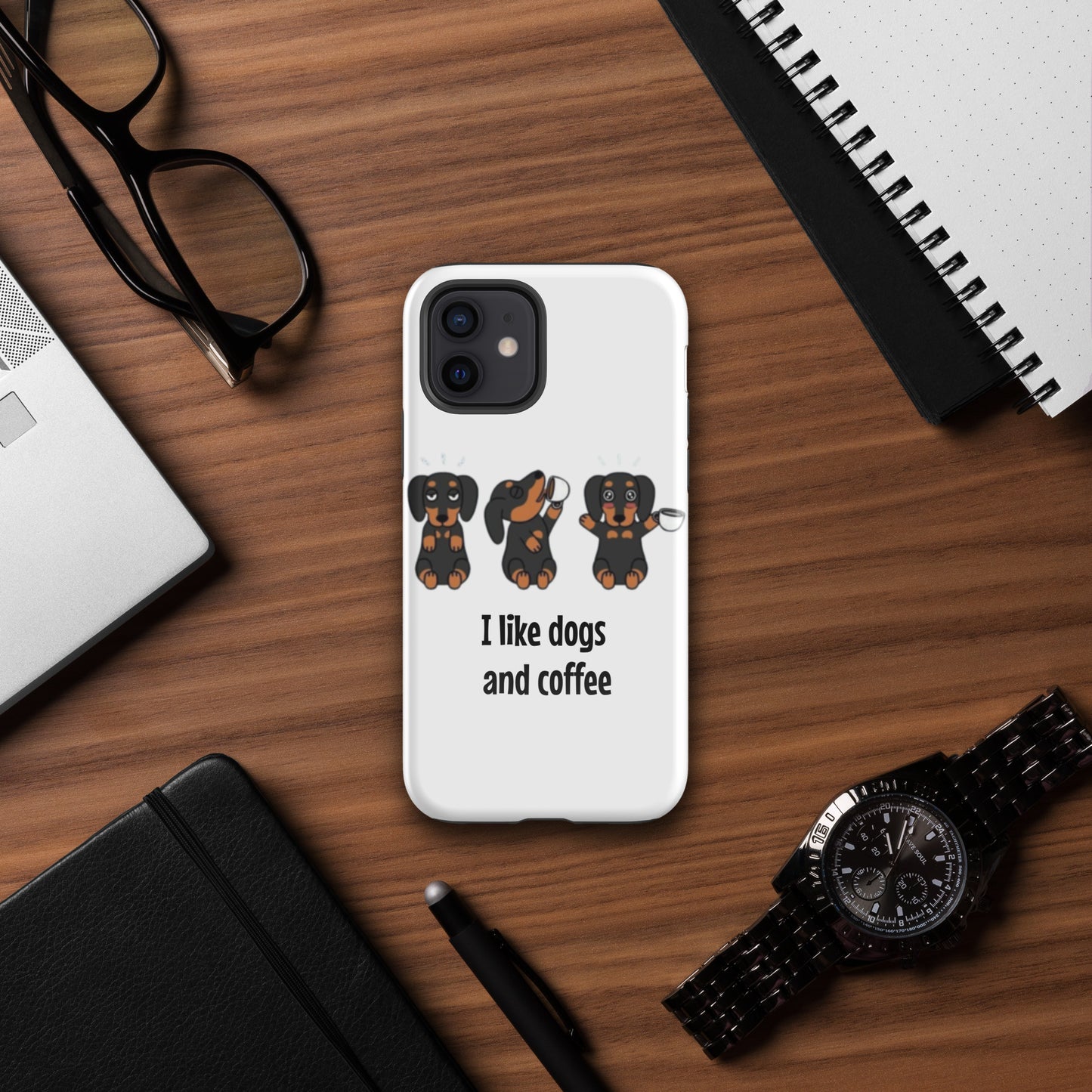Tough Case for iPhone® "I like dogs and coffee"