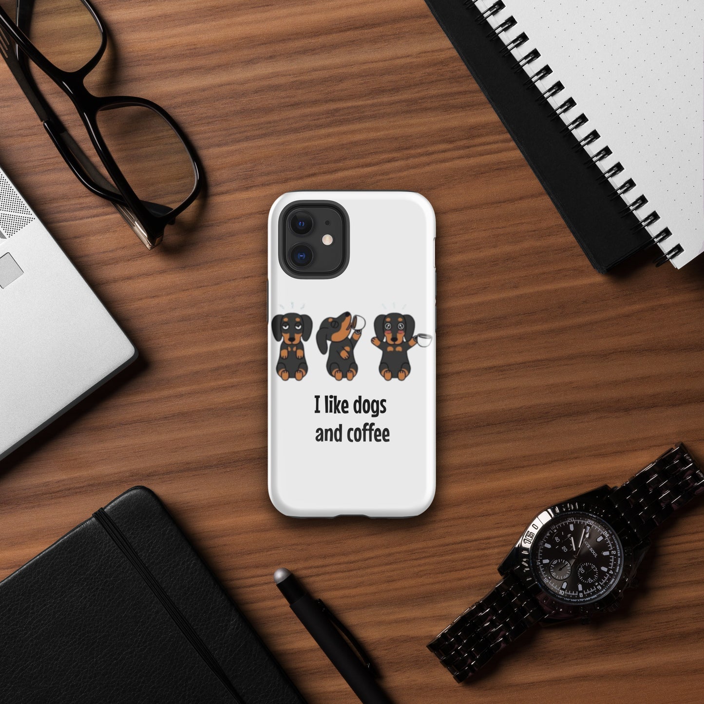 Tough Case for iPhone® "I like dogs and coffee"