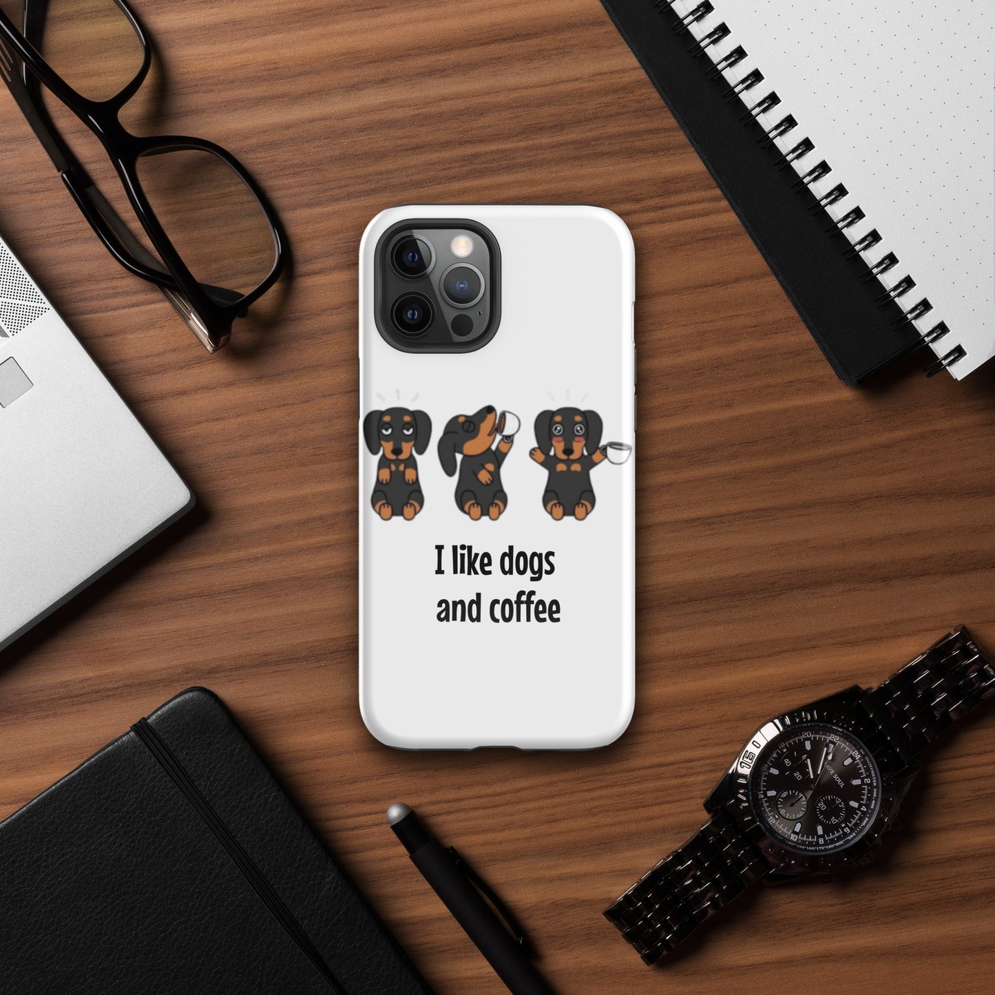 Tough Case for iPhone® "I like dogs and coffee"