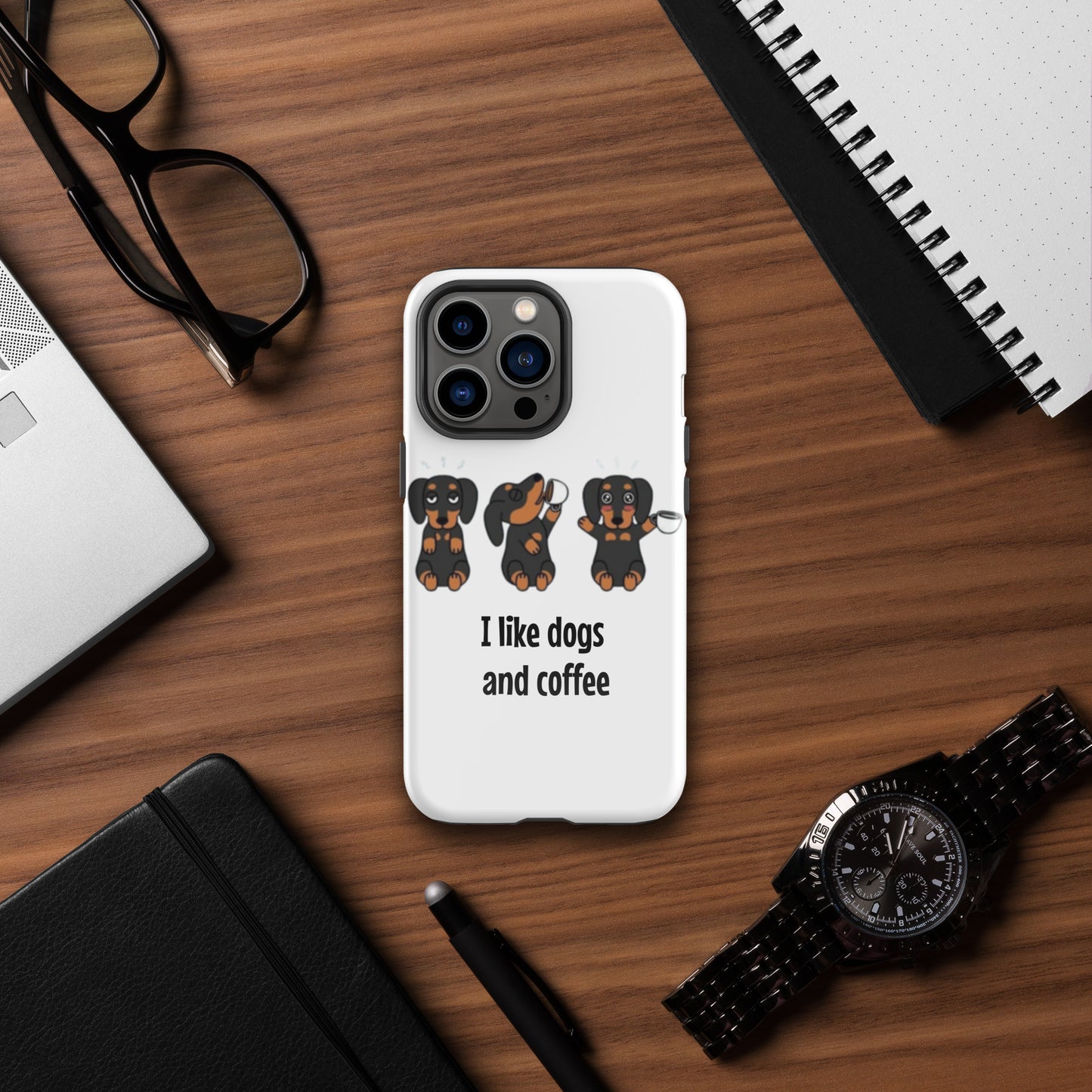 Tough Case for iPhone® "I like dogs and coffee"