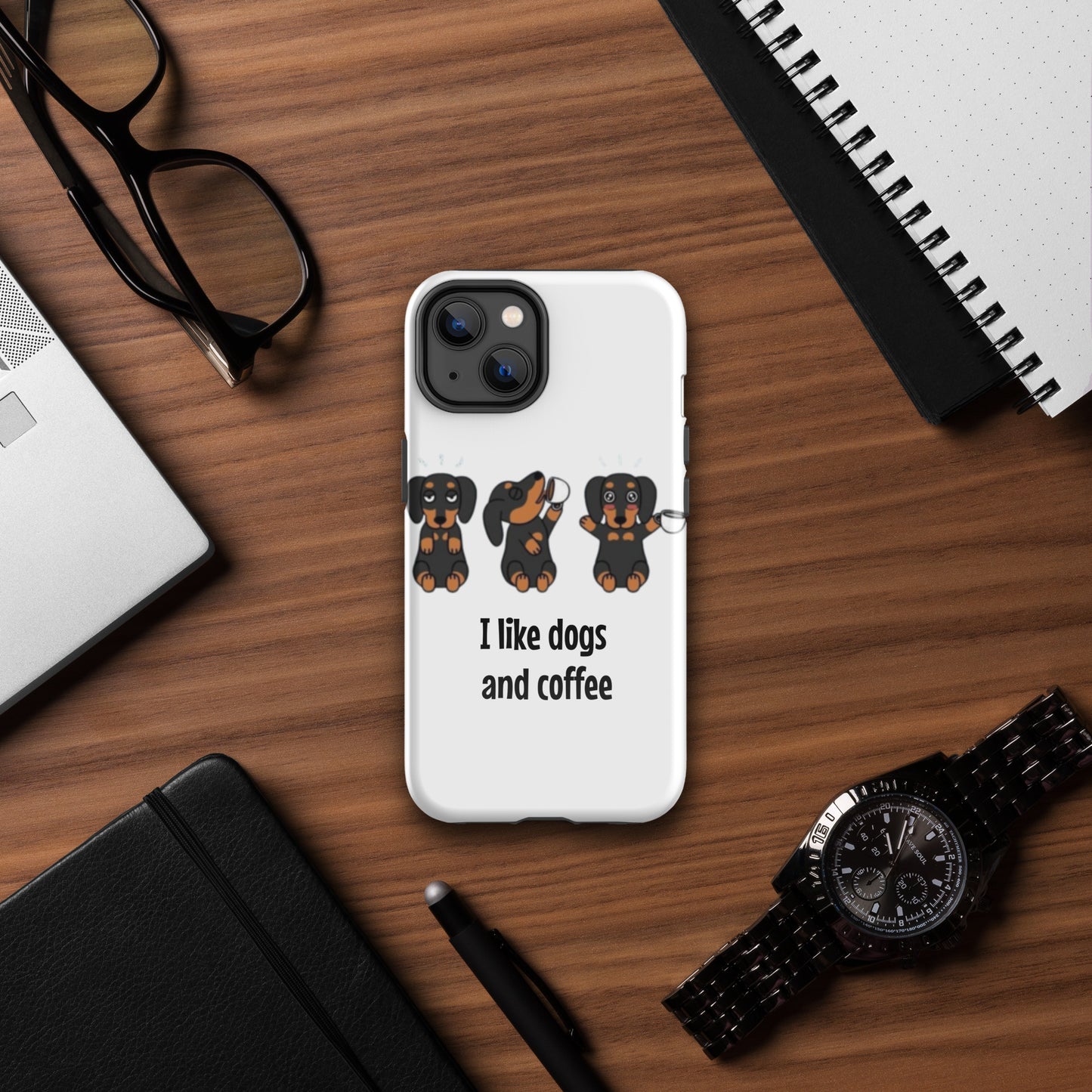 Tough Case for iPhone® "I like dogs and coffee"
