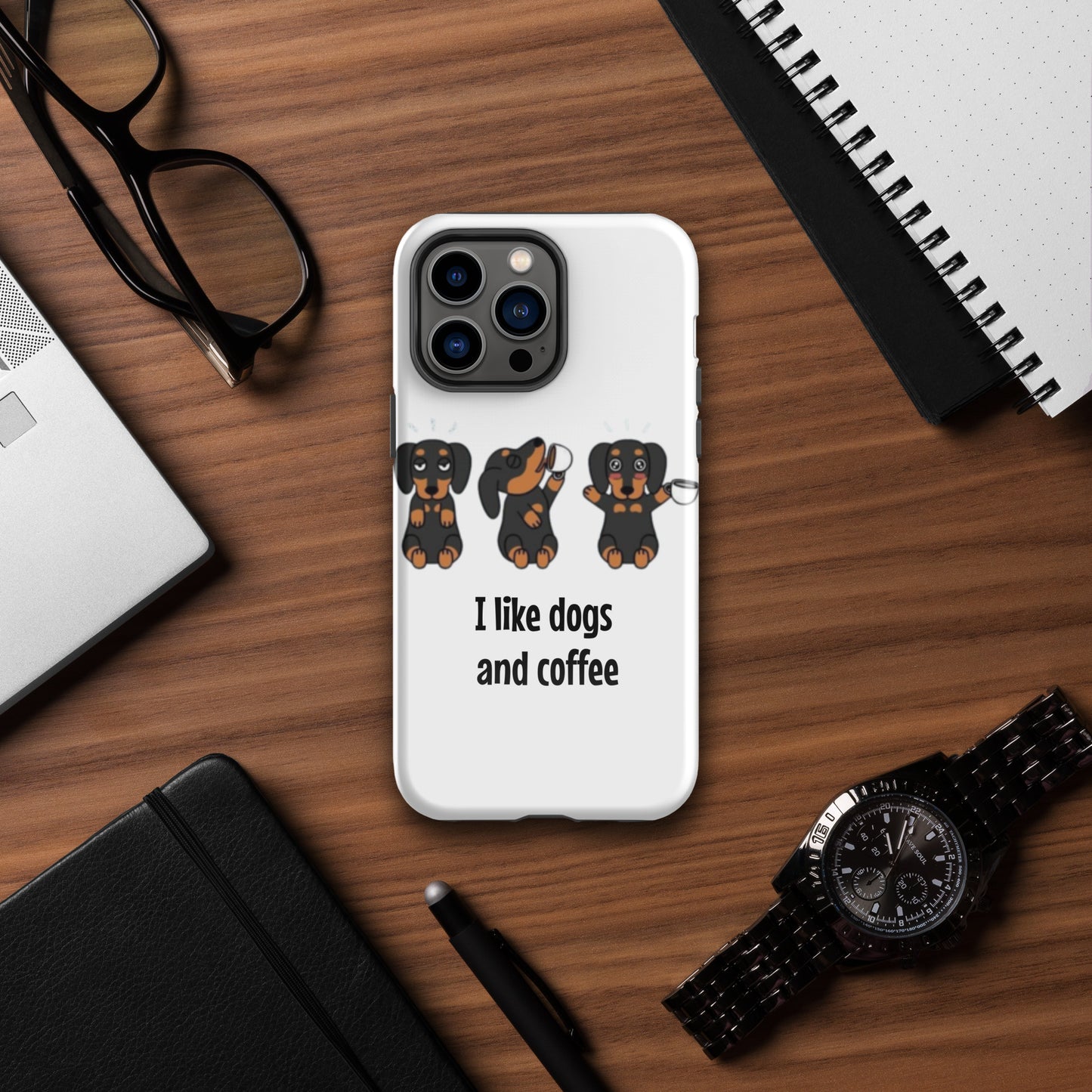 Tough Case for iPhone® "I like dogs and coffee"