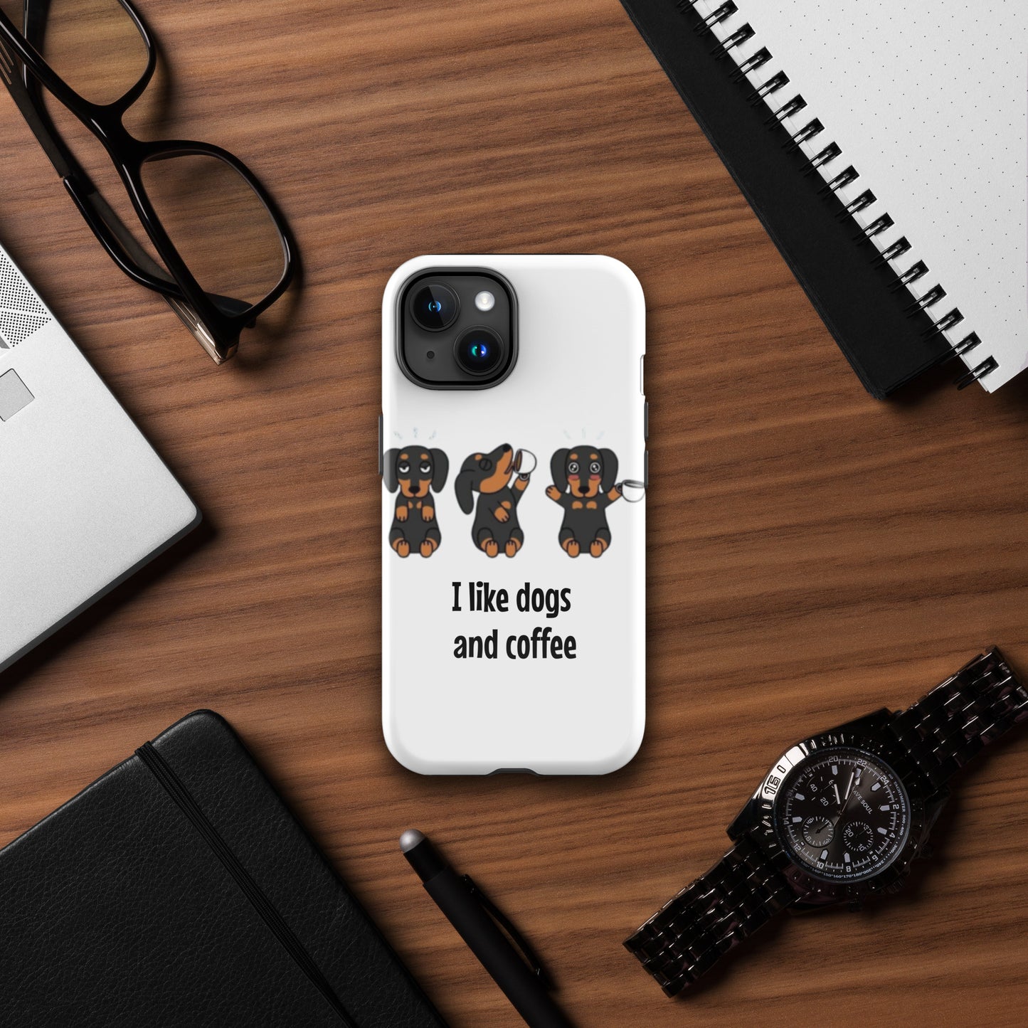 Tough Case for iPhone® "I like dogs and coffee"