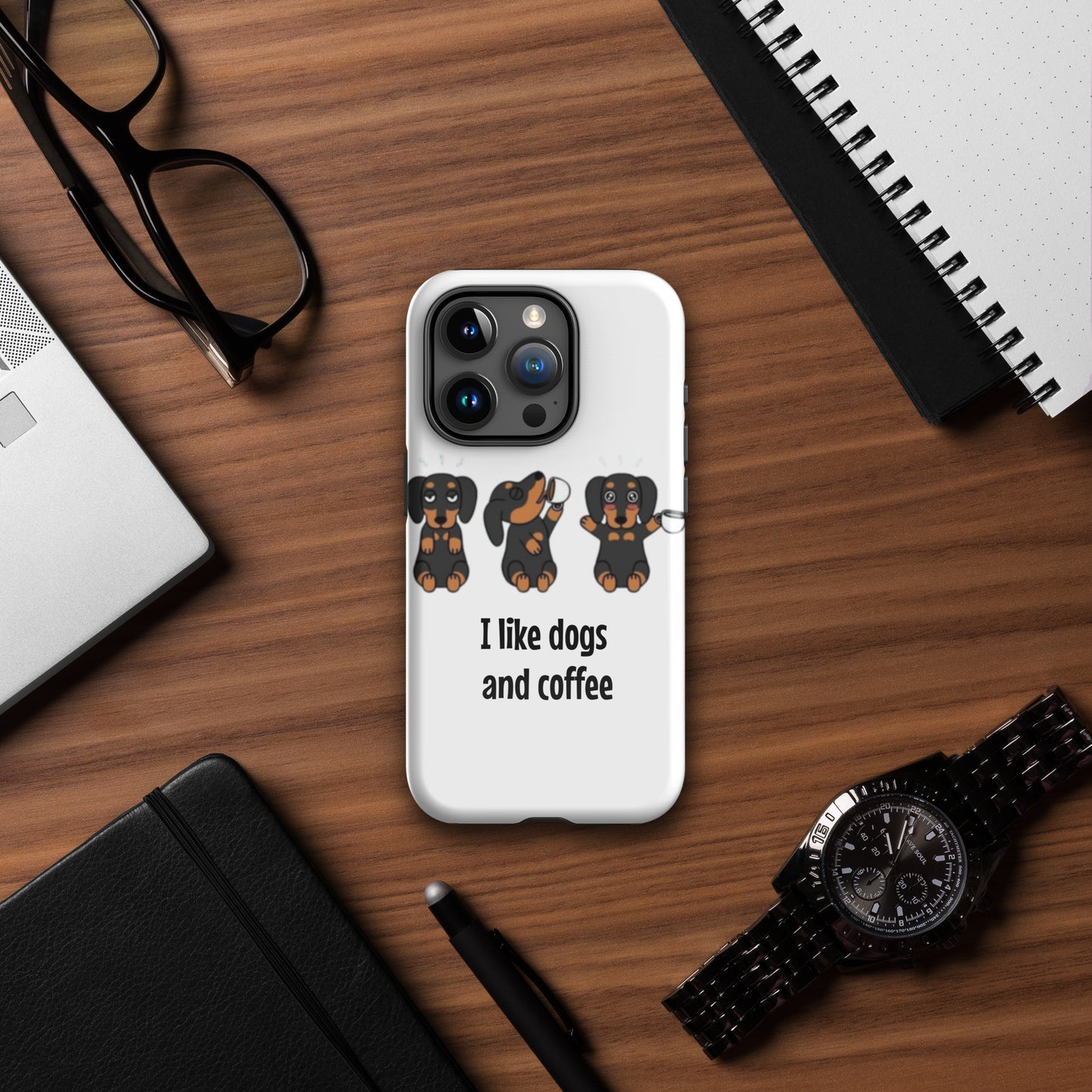 Tough Case for iPhone® "I like dogs and coffee"