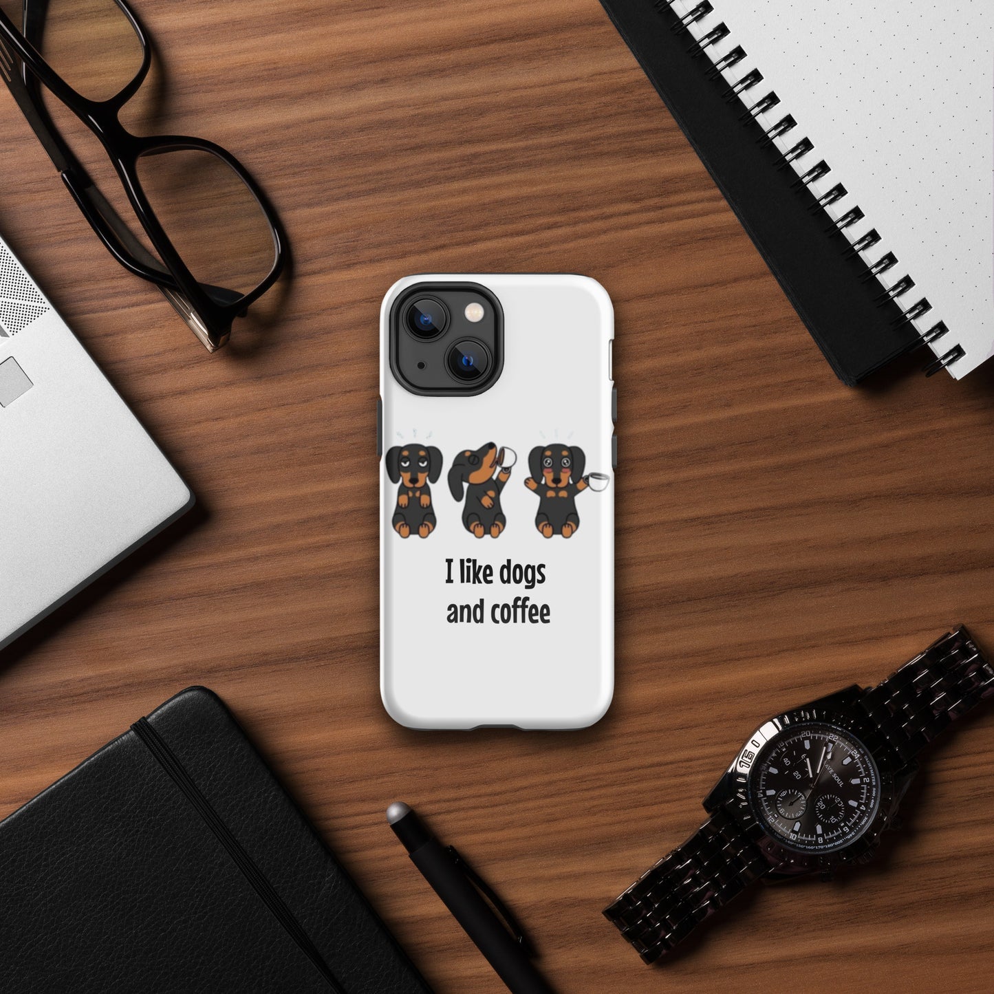 Tough Case for iPhone® "I like dogs and coffee"