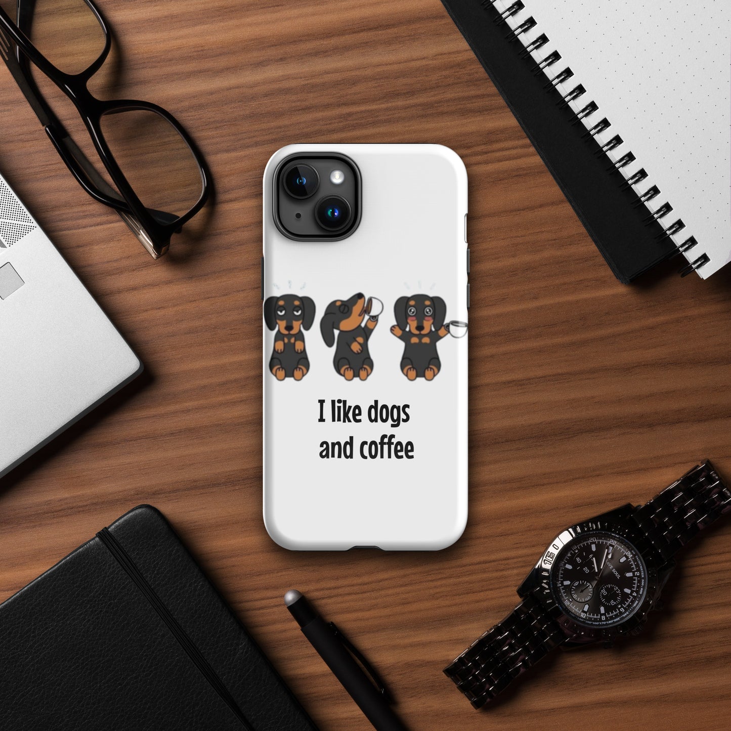 Tough Case for iPhone® "I like dogs and coffee"